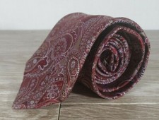Pronto Uomo Men's Tie Maroon Purplish Grey Paisley Pattern