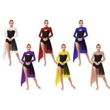 Womens Dancewear Dance Dress Backless Leotard Long Sleeve Contemporary Lyrical