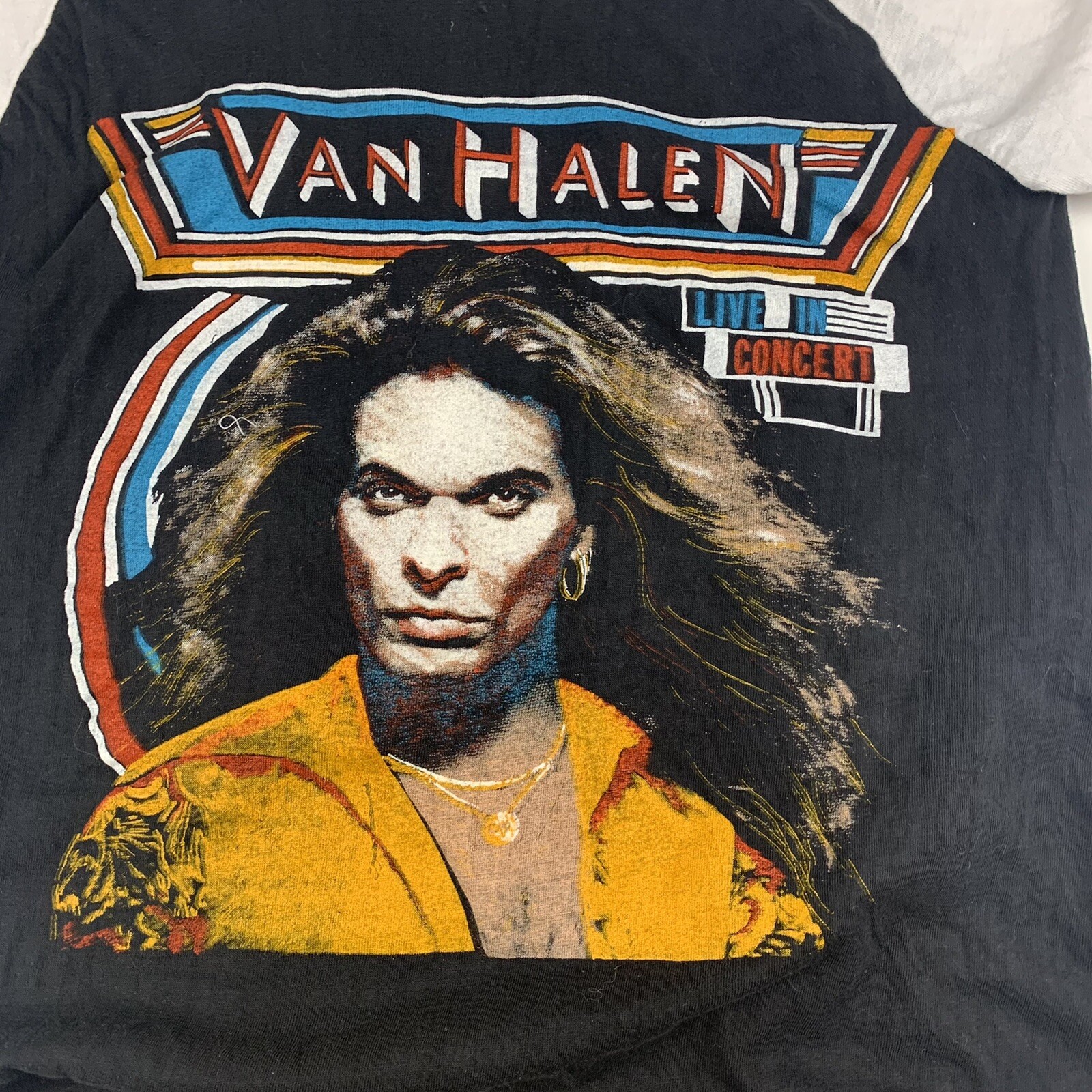 1980s Van Halen Vintage Tour Band Rock Raglan Tee Shi… Gem