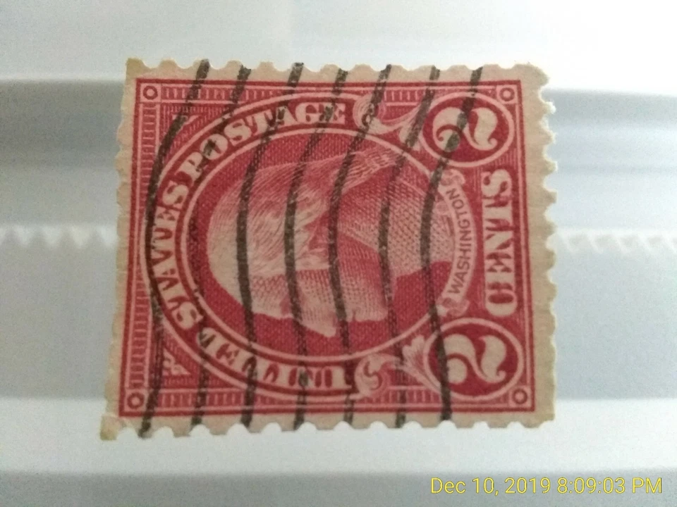 634 Carmine Washington Stamp 2 Cent shield Flag Cancel Perf fine 11x10.5 - Image 4 of 4