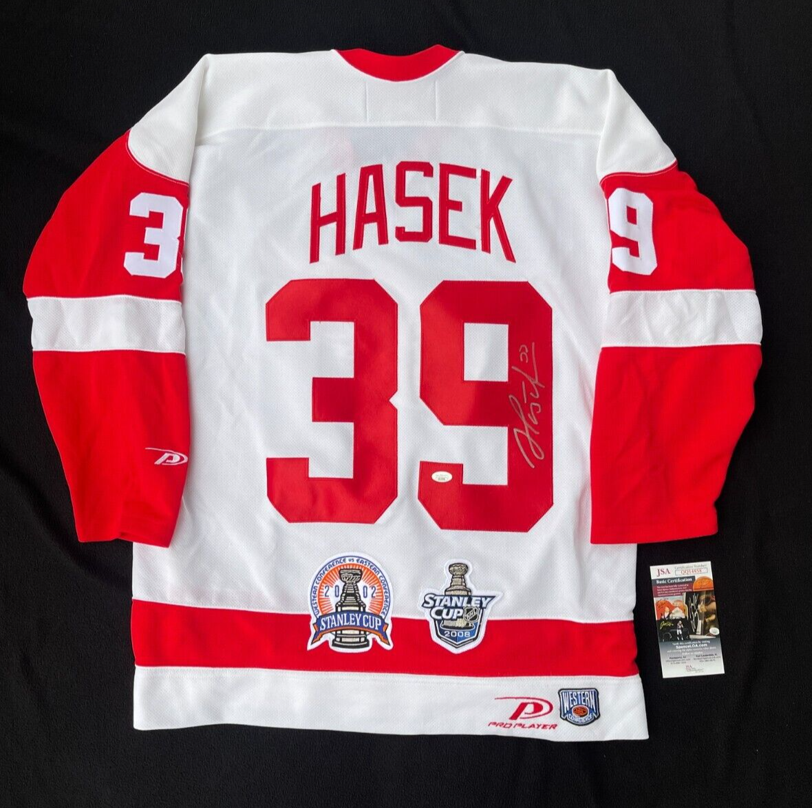 Dominik Hasek Signed Detroit Red Wings 2002 & 2008 Cup Pro Player