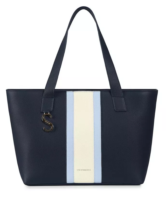 The Strathberry Tote - Top Handle Leather Tote Bag - Navy