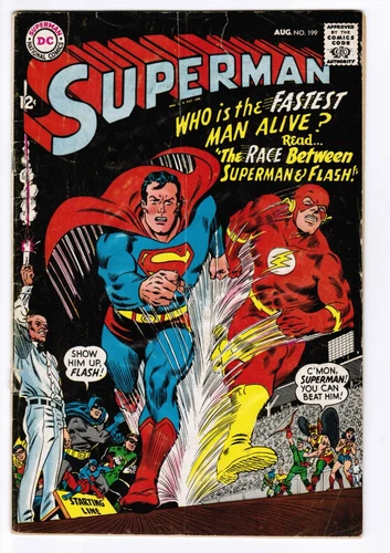 Superman #199 Low Grade Key issue  1st Superman vs Flash race -  DC Aug 1967