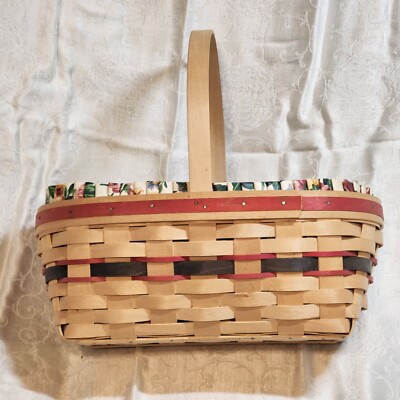 Longaberger Easter Basket 1994 with Floral Liner and Protector and