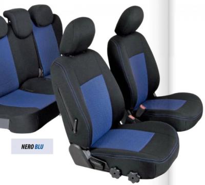 Coprisedili Bicolore Nero/blu Scuro Per Fiat Stilo 2001-2010 – Tessuto Con Logo Stilo Ricamato, Compatibili Airbag