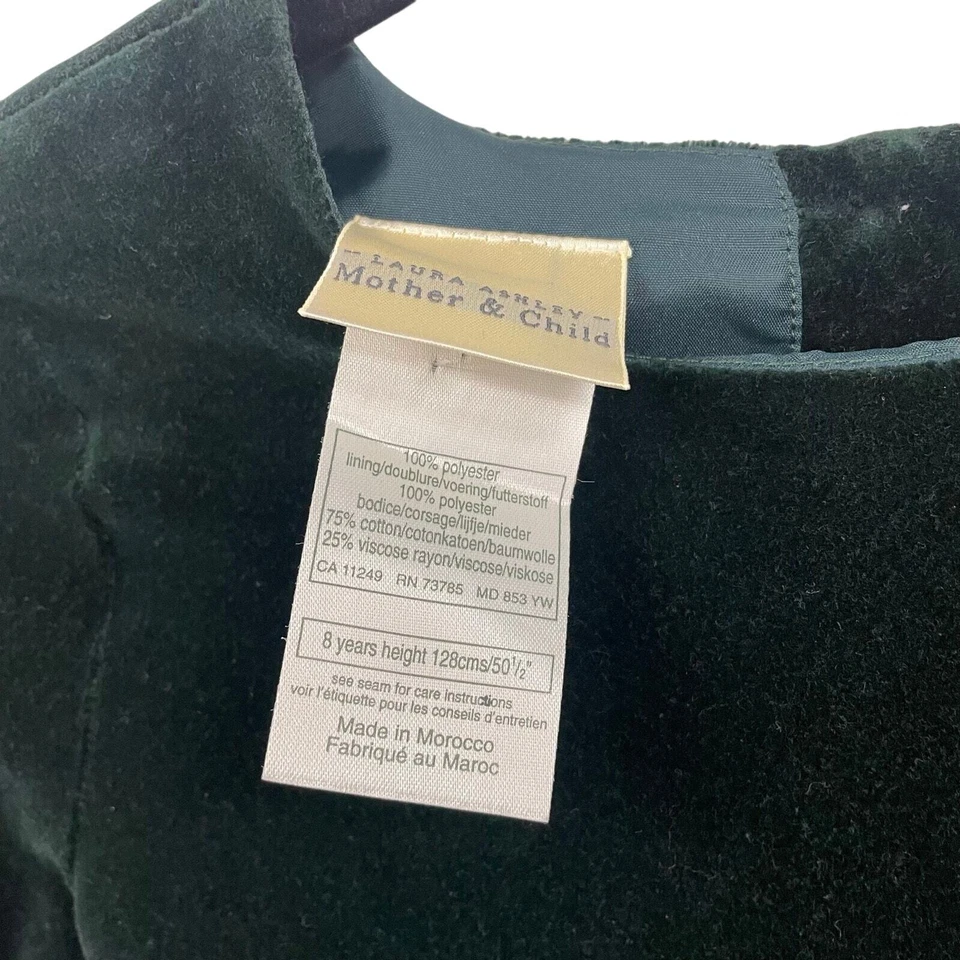 Vestido Formal Vintage Laura Ashley Verde Oscuro Terciopelo Niñas 8 Foto 4 de 4