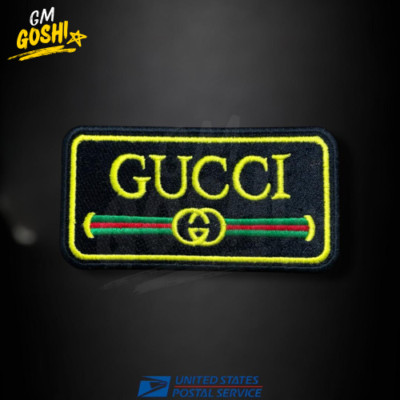 GUCCI Black Embroidered Patch 4''X2.5'' Size Sew/Iron On GUCCI Embroidery Patch