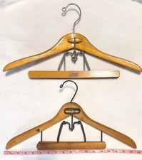 Lot Of 2 Vtg Heavy Duty Suit Jacket Hangers w Pants Skirt Clamps 1 - SETWELL MCM