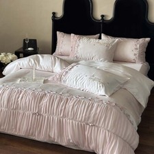 Luxury Stain Cotton Bedding Set Embroidery Duvet Cover Bed Sheet 2 Pillowcases