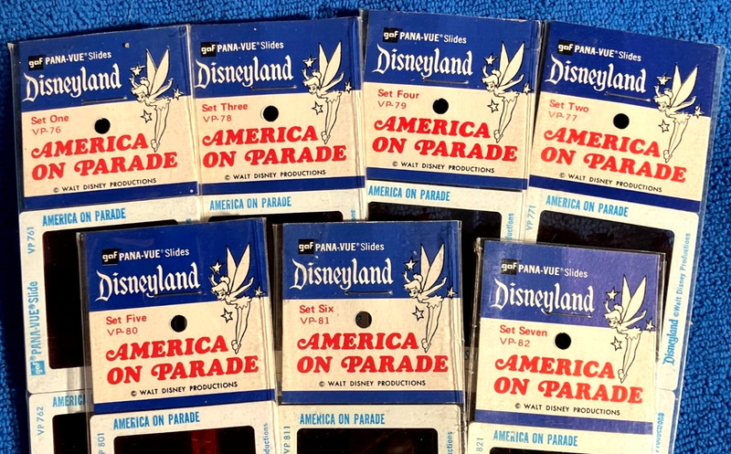 7 - 1966-70's Disneyland Souvenir "GAF" Color Slide Sets "America on Parade"