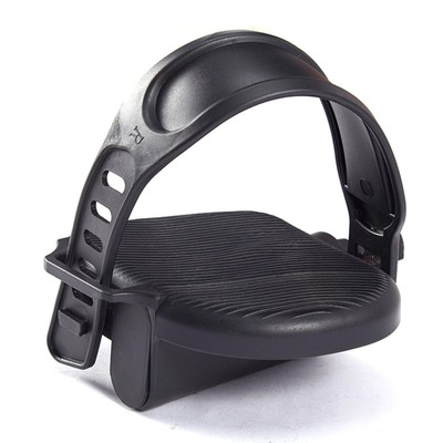 Pedali Bici Con Cinghie Antiscivolo - Regolabili, Per Cyclette E Mountain Bike, Nero