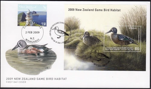 NEW ZEALAND 2009 Game Bird Habitat $10 NZ Shoveler M/S on FDC