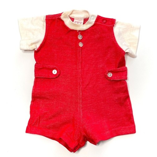 Red and White Button Romper *Read* 3M+ 60s 70s Vintage Baby Clothes eBay