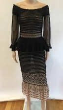 ALEXANDER MCQUEEN OFF THE SHOULDER KNIT  SHEER DRESS SZ MEDIUM