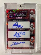 2024 Leaf Vivid Maalik Murphy/Adonai Mitchell/Jonathon Brooks Red 7/8 Auto RC