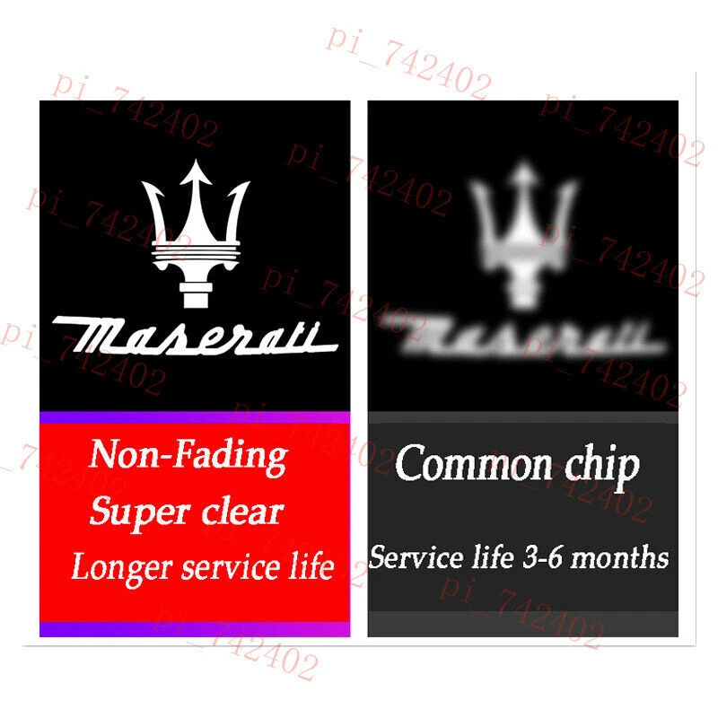 Kit de proyector láser HD de luz LED para puerta de coche de 2 piezas para Maserati GranTurismo 2012-2019 Foto 2 de 4