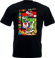 Image of Personlised Super Mario T-Shirt, Super Mario Gaming Shirt,Mario Birthday Tee Top