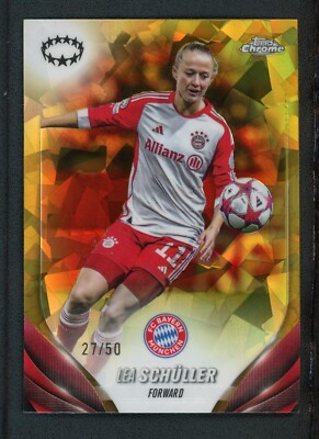 2024 LEA SCHULLER 27/50 TOPPS CHROME UEFA WOMEN S CHAMPIONS LEAGUE ICE GOLD