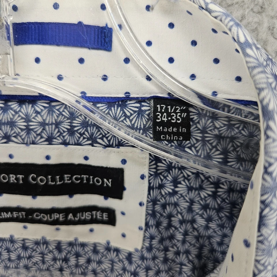 Camisa ajustada con botones Report Collection para hombre 17,5-34/35 azul manga larga Foto 3 de 4