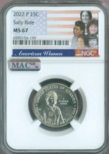 2022 P SALLY RIDE QUARTER NGC MS67 MAC Quality