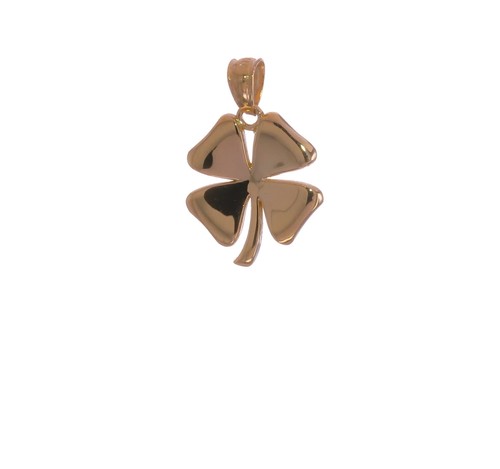 14k Gold Poliert 4 Blatt Klee Anhänger K5267 - Video 1 von 1