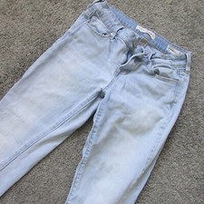 BULLHEAD DENIM CO WOMENS JUNIORS JEANS LOW RISE SKINNIEST 25 SZ 1 LIGHT BLUE WHT