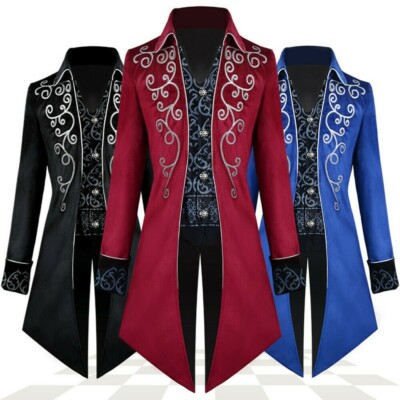 Herren Vampire Gothic Langer Anzugjacke Showman Smoking Frack Mantel