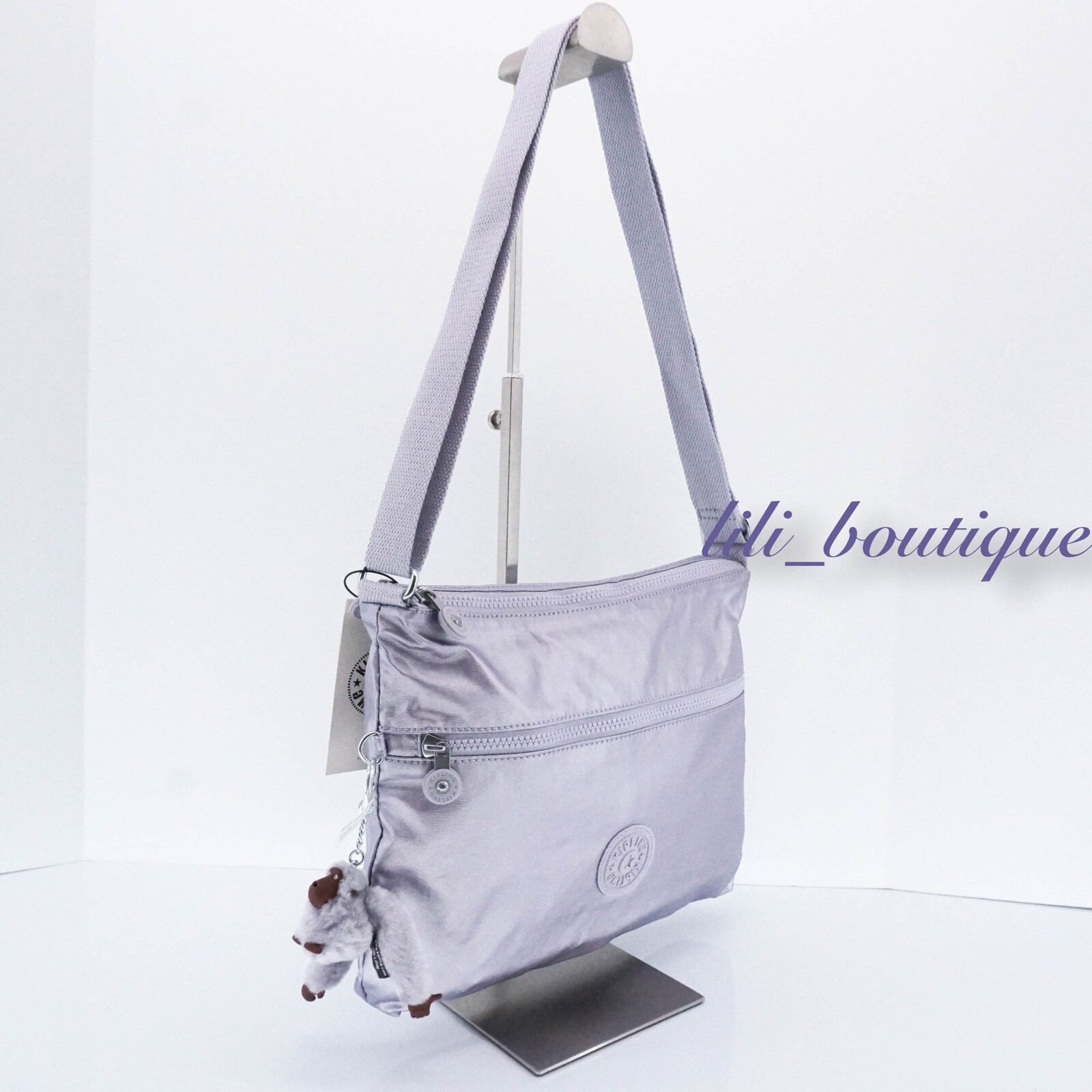 NWT Kipling KI0566 Annabelle Crossbody Bag Double Zip Frosted Lilac