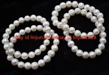 New Natural Wholesale 5pcs 7-11mm White Pearl Stretch Bracelet Bungee