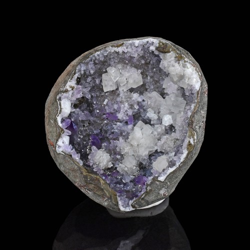 CALCITE ELESTIAL CRYSTAL CLUSTERS ON AMETHYST QUARTZ MATRIX HIMALAYAN ICE GEODE - Picture 8 of 10