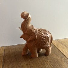 Solid Hand Carved Wooden Elephant Ornament