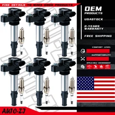 6X Ignition Coil + Spark plugs OEM for Cadillac CTS STS SRX Buick GMC 3.6L UF375