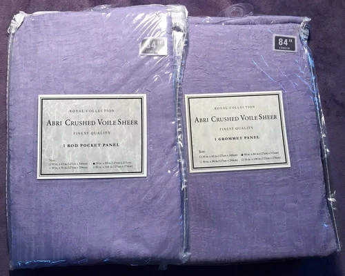 (Set of 2) Abri - Crushed Voile Sheer Curtain Panels Lavender - Rod & Grommet  