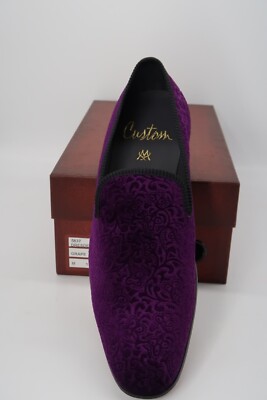 Mezlan Dresden Custom Velvet Loafers Mens Dress Purple Shoes 