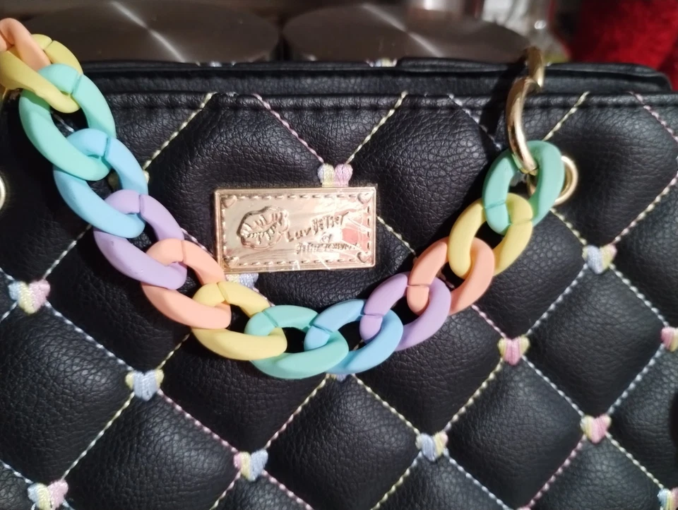 Bolso de mano Luv Betsey violeta negro arco iris multi bandolera cartera Foto 2 de 4