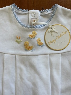 Baby Club Chic (Peru) NWT White Pleated Pima Cotton Gown Embroidered 3-6Mos