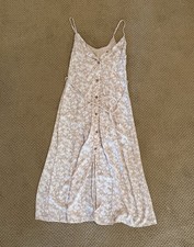Forever 21 Floral A Line Midi Tank Dress Pink Button Down Size XS Lined