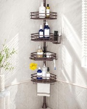 Corner Shower Caddy Tension Pole, Quick Setup, Rust-Bathroom Shower Organizer