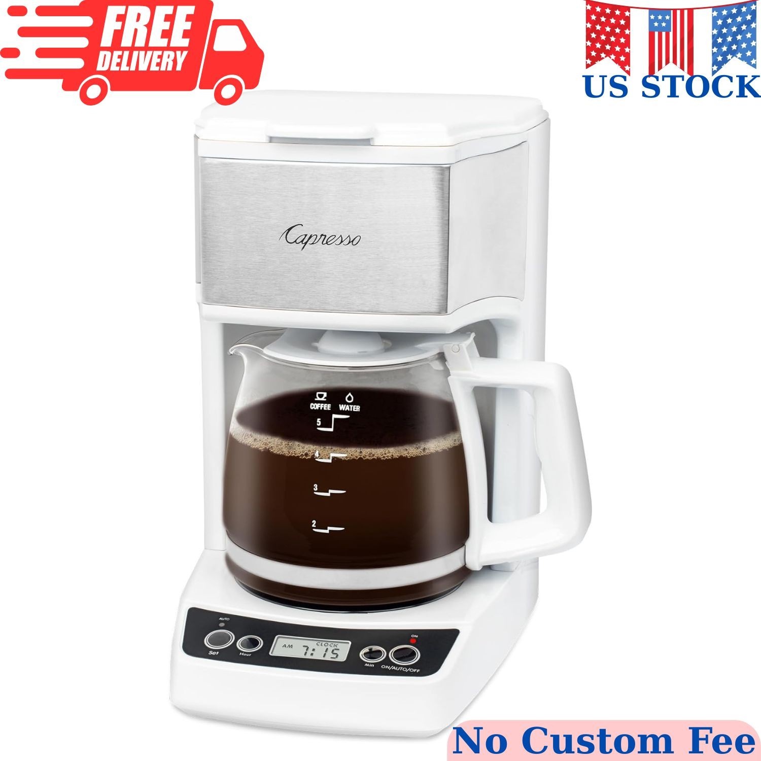 5-Cup Mini Drip Coffee Maker, White