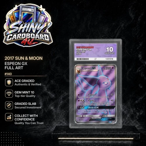 Espeon GX 140/149 2017 Sun and Moon Full Art ACE 10 Gem Mint
