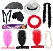 1920s Flapper and Gangster Bundle Fancy Dress Accessories Vintage Set LOT
