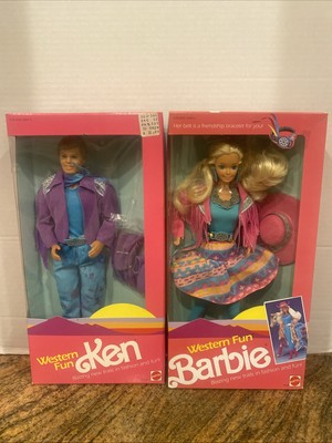 Vintage 1989 Mattel Western Fun Barbie #9932 & Ken #9934 New in