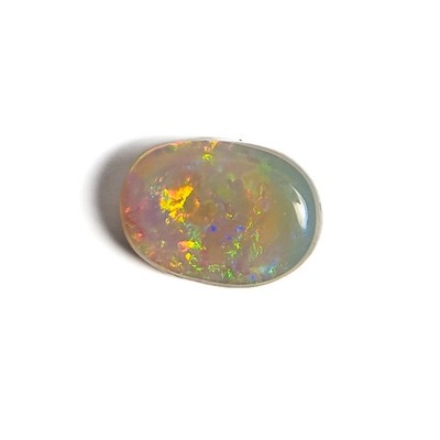 White Opal Red Multicolour 10x7x4 Cabochon Oval 2.35 Carat OPAL022