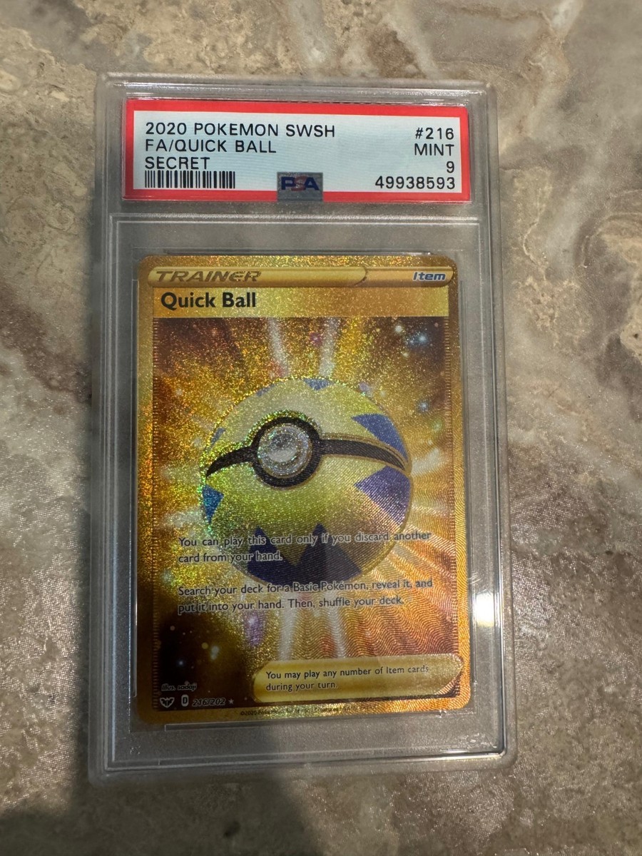 POKEMON 2020 Sword & Shield Secret Rare Trainer QUICK BALL #216