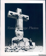 1951 Sierra Cristo Rey Texas Christ The Rockies Statue 4X5 Vintage Photo