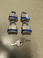 (4) Medium Sized Security Pad Locks Keyed Alike w/2 Keys