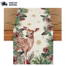 Bright and Unique Reindeer Pine Cone Table Runner 13x72 inch for Cozy Gatherings