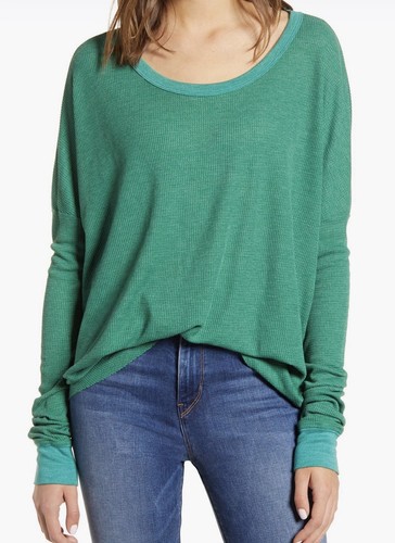 Wild Fox Perry Green Long Sleeve Thermal Tee Size Xs