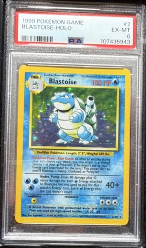 Pokémon Blastoise Base Set Holo Rare #002/102 100 HP PSA 6 English 1999