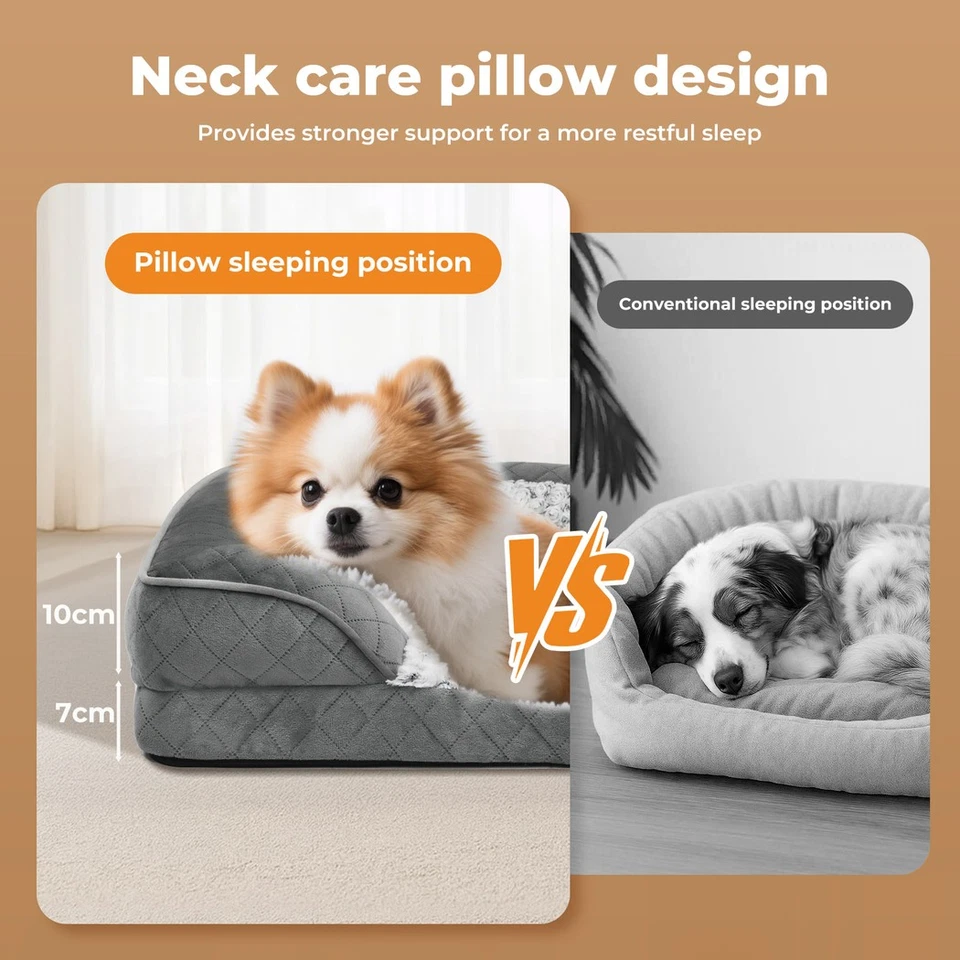 Skylos Orthopedic Pet Bed Large Memory Foam Cushion Dog Calming Velvet Washable - Image 3 of 4